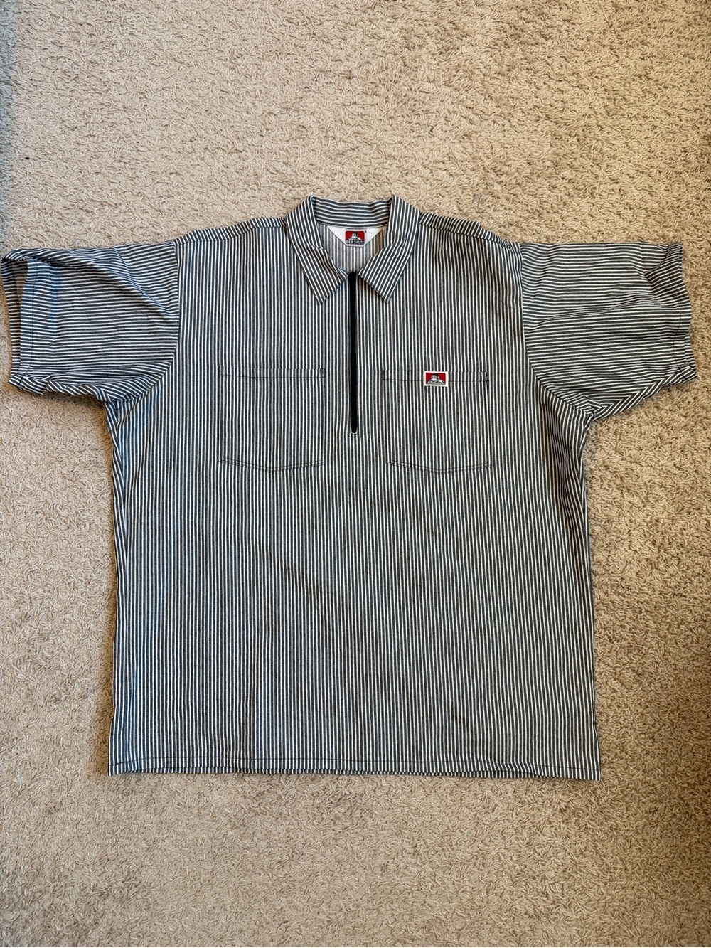 Ben Davis Black & White Striped Short-Sleeve Polo